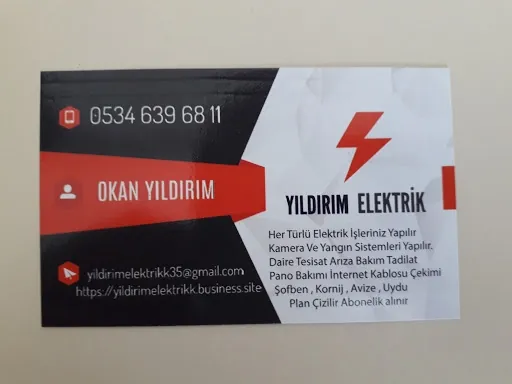 Yıldırım Elektrik kartviziti – Okan Yıldırım, 0534 639 68 11